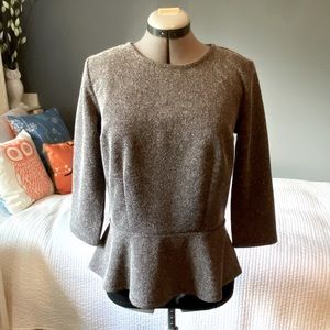 Ann Taylor Herringbone Peplum Top (M)